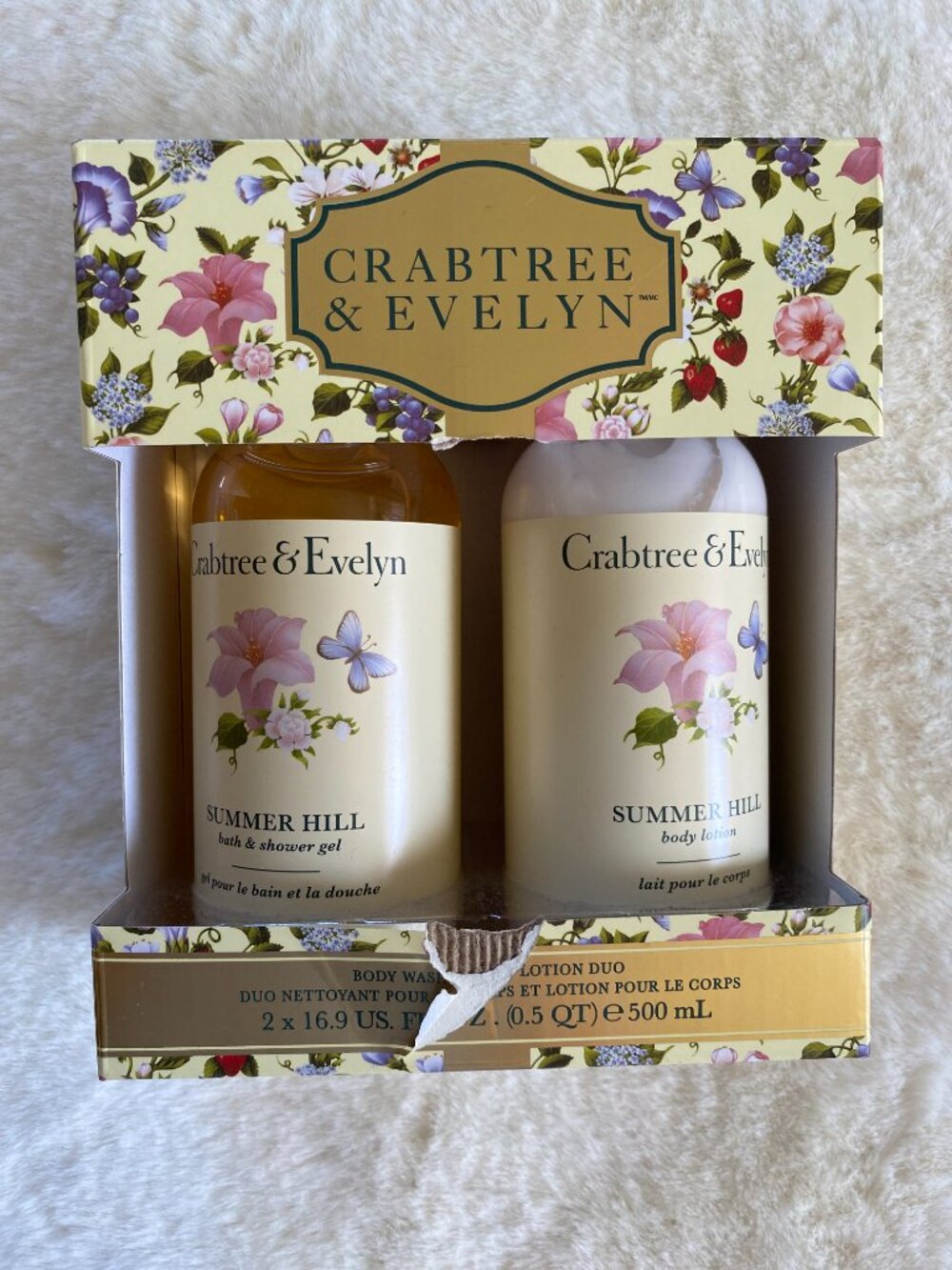 New, Crabtree & Evelyn, Summer Hill, Bath & Shower Gel and Body lotion Duo set